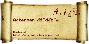 Ackerman Ádám névjegykártya